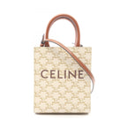 Celine Handbag Mini Vertical Cabas Triomphe 2-Way Ivory Brown Canvas Leather