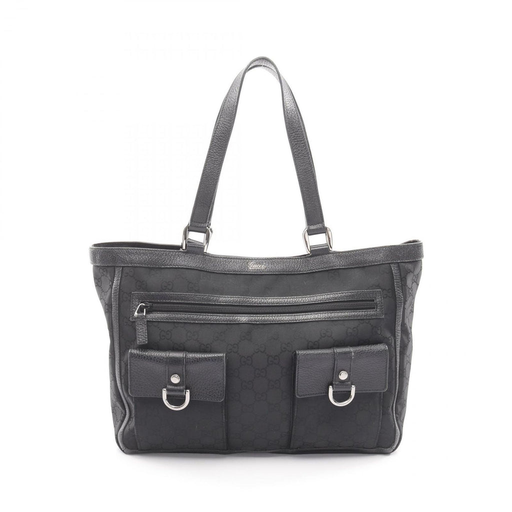Gucci Tote Abbey GG Pattern Black Nylon Leather