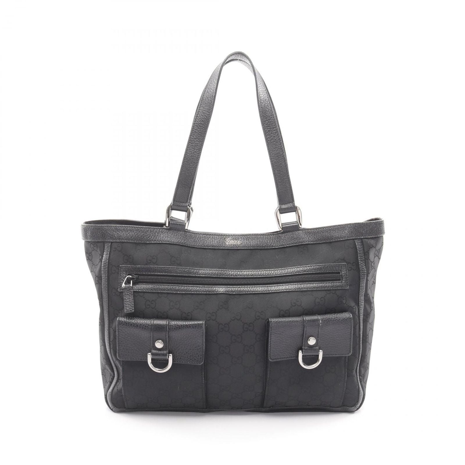 Gucci Tote Abbey GG Pattern Black Nylon Leather