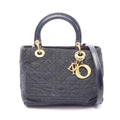 Dior Handbag Lady Cannage 2-Way Black Nylon Patent Tote