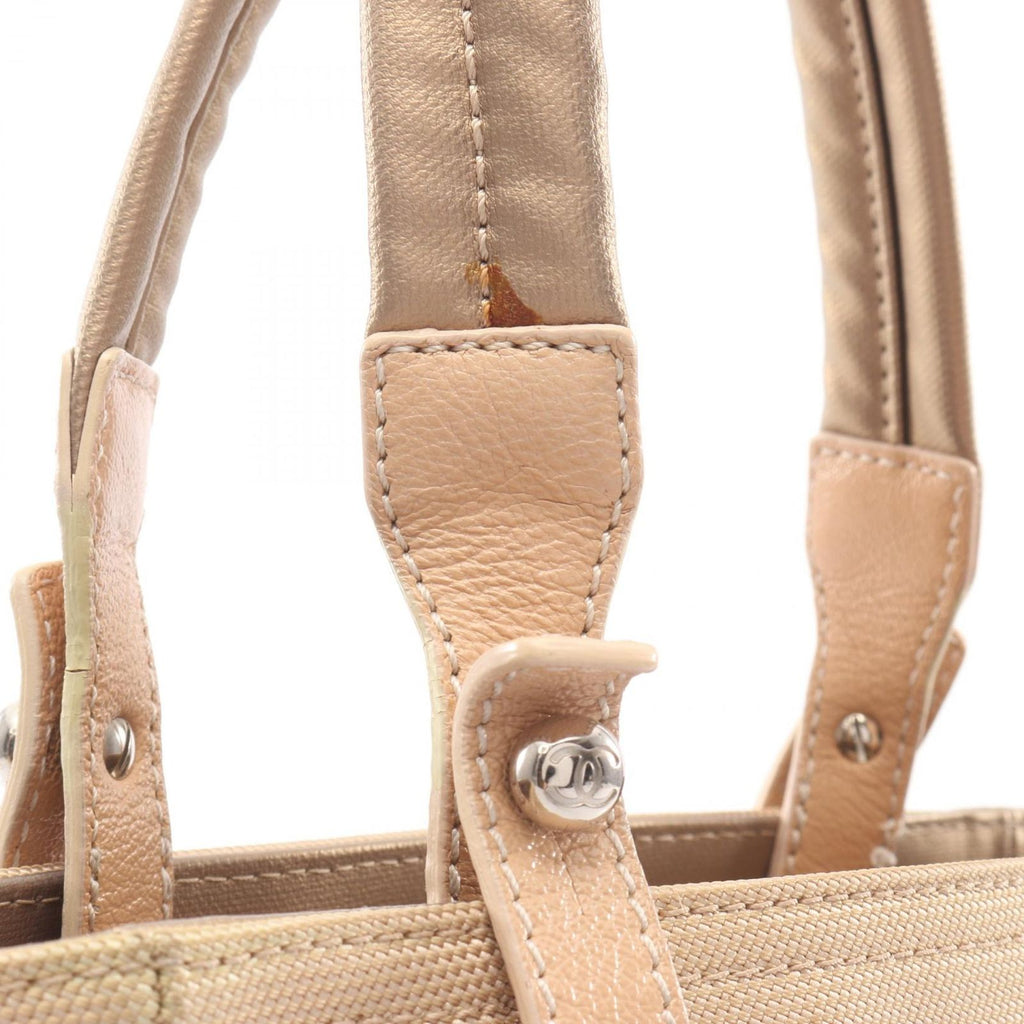 Chanel Tote Paris Biarritz PM Gold Canvas Leather PM — view 7