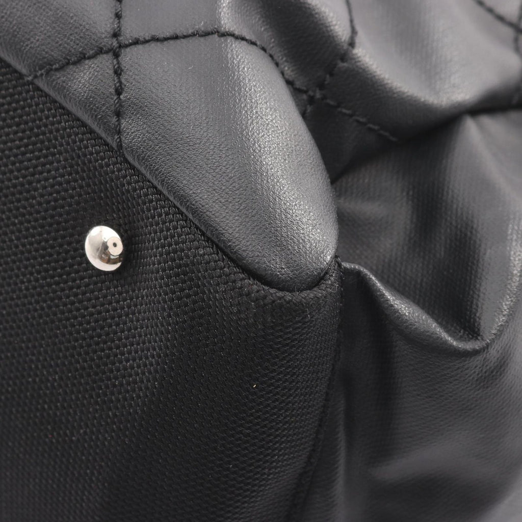 Chanel Tote Paris Biarritz MM Black Leather Canvas — view 7