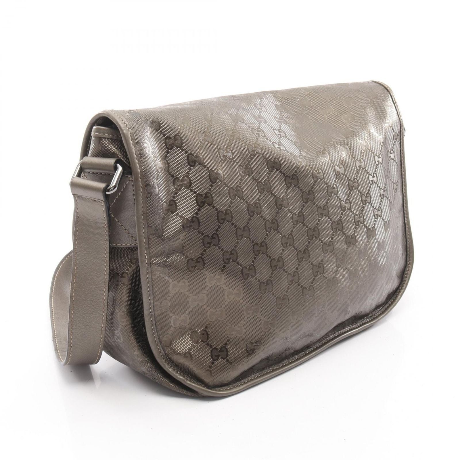 Gucci Shoulder Bag GG Supreme Metallic Brown Canvas Leather — view 2