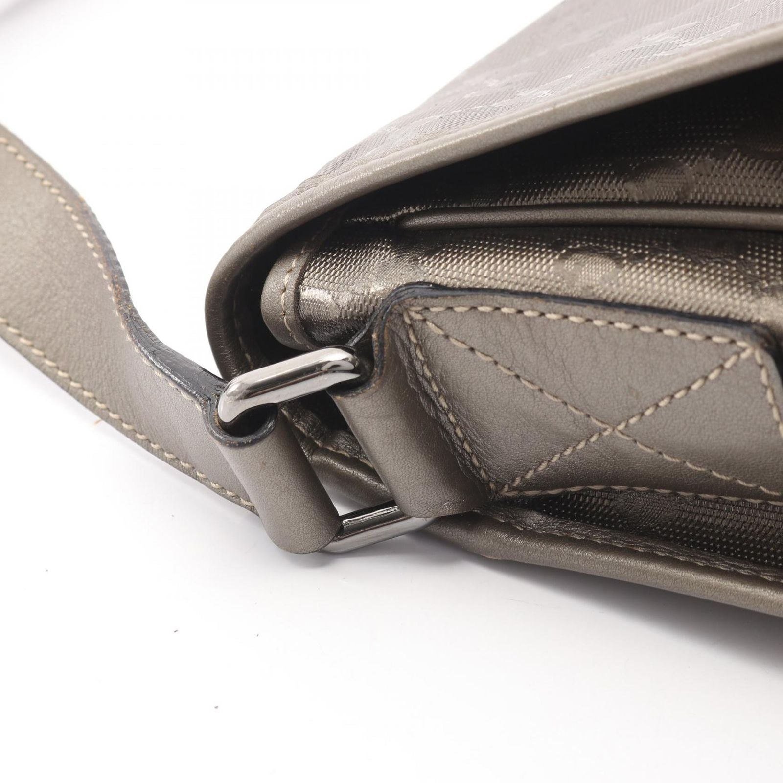 Gucci Shoulder Bag GG Supreme Metallic Brown Canvas Leather — view 6