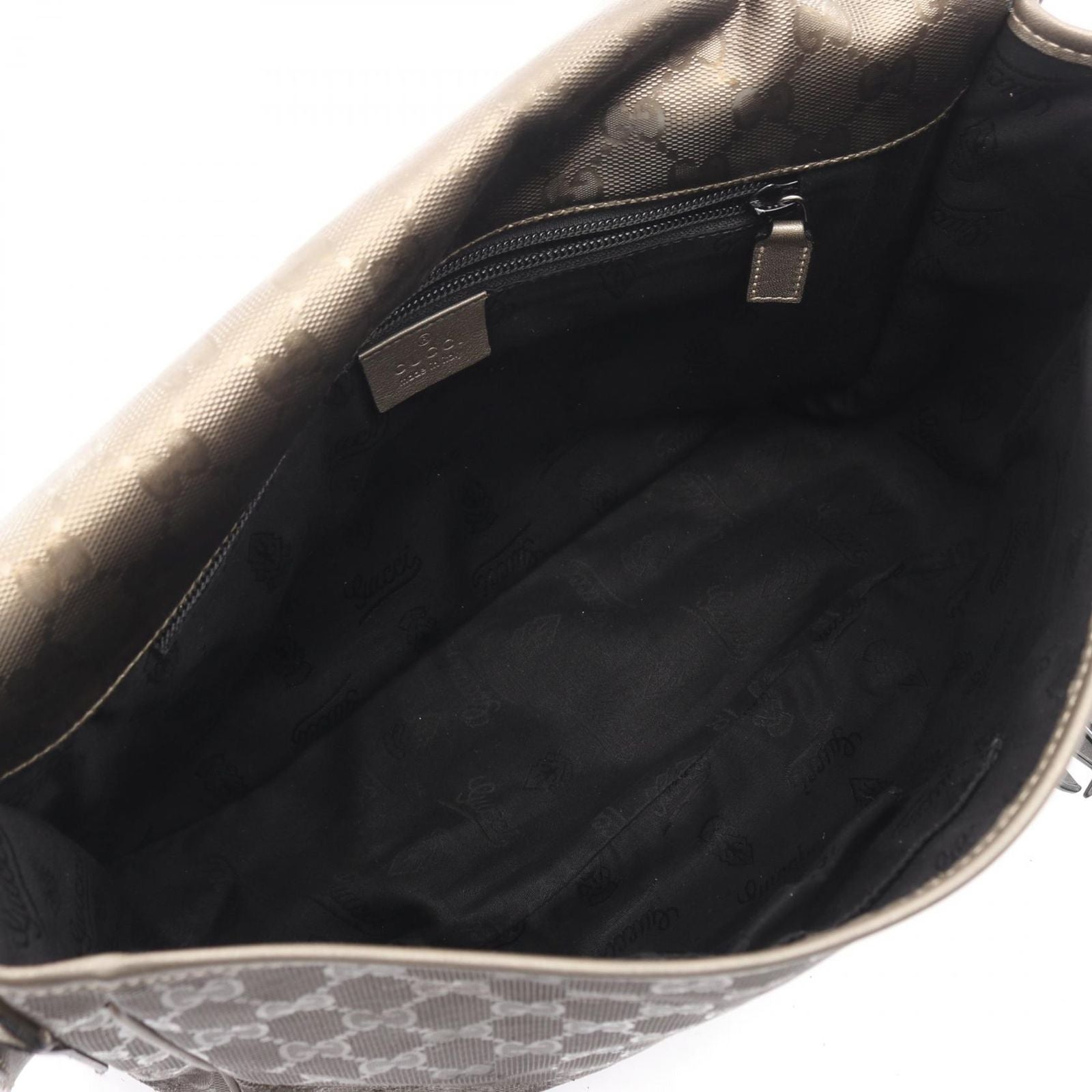 Gucci Shoulder Bag GG Supreme Metallic Brown Canvas Leather — view 3