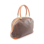 Celine Handbag Macadam Brown Dark Canvas Leather Half Moon Mini Boston — view 2