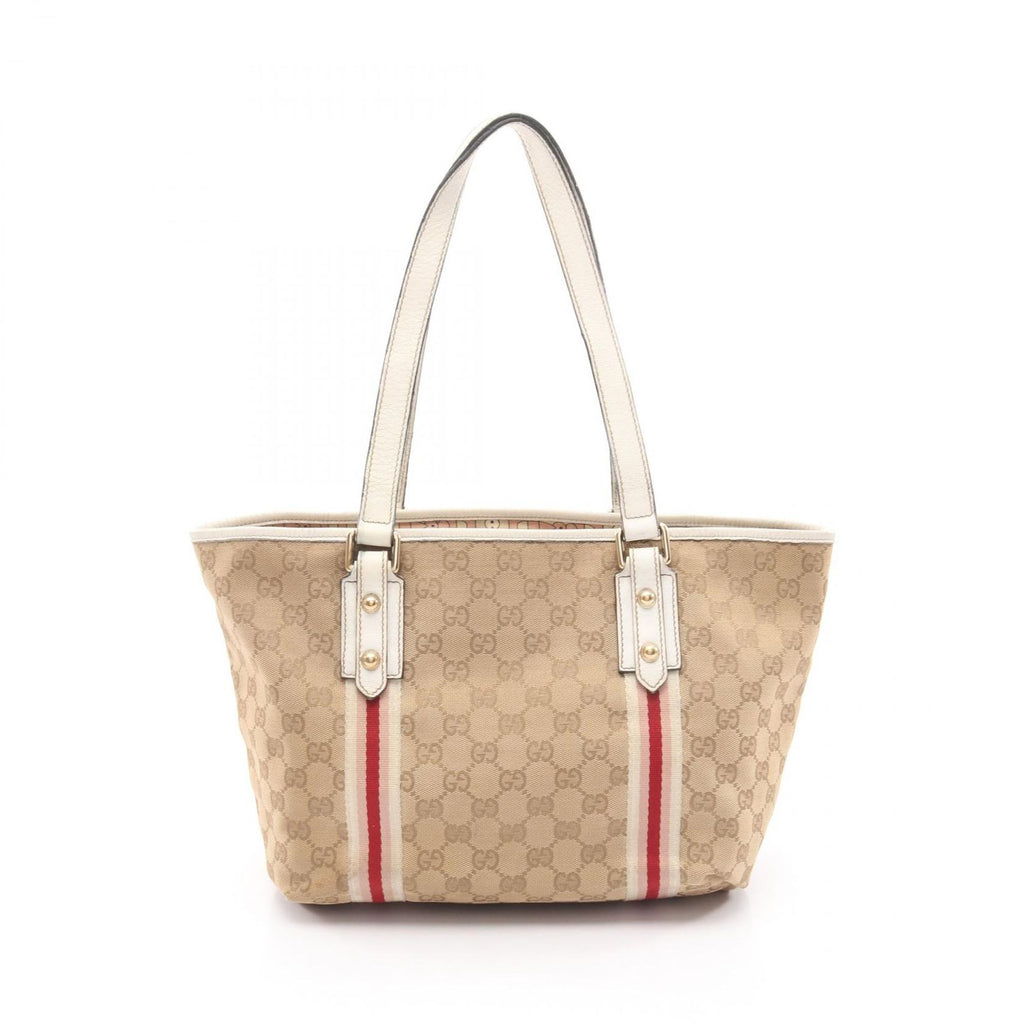 Gucci Tote GG Canvas Sherry Line Beige White