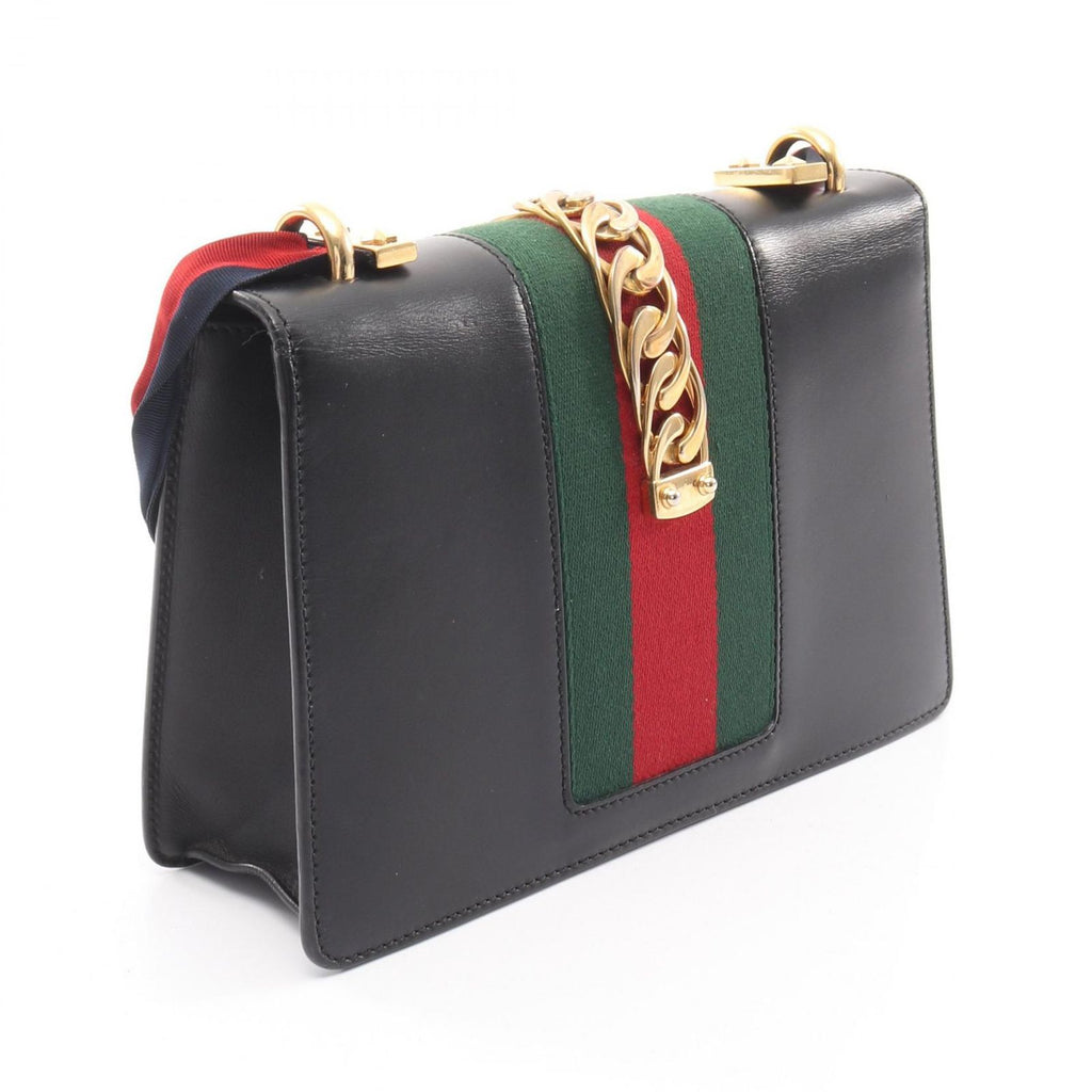 Gucci Shoulder Bag Sylvie Small Webline Black Leather — view 2