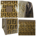 Fendi Zucchino Brown Leather Clutch — view 5