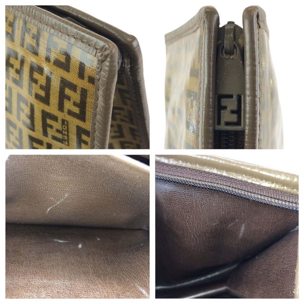 Fendi Zucchino Brown Leather Clutch — view 6