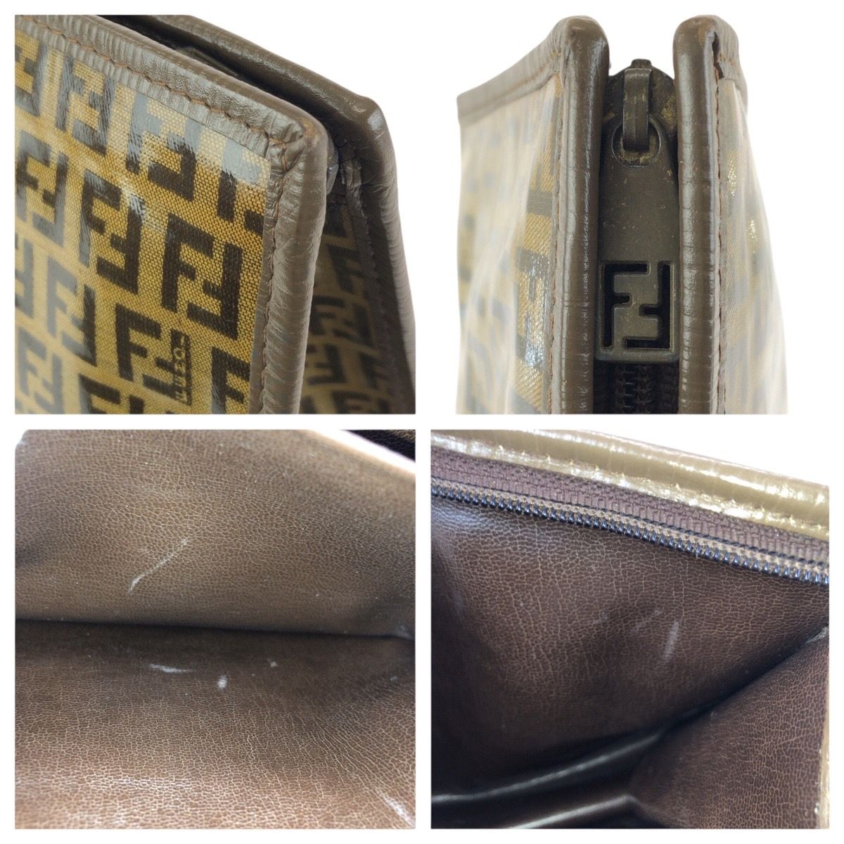 Fendi Zucchino Brown Leather Clutch — view 6
