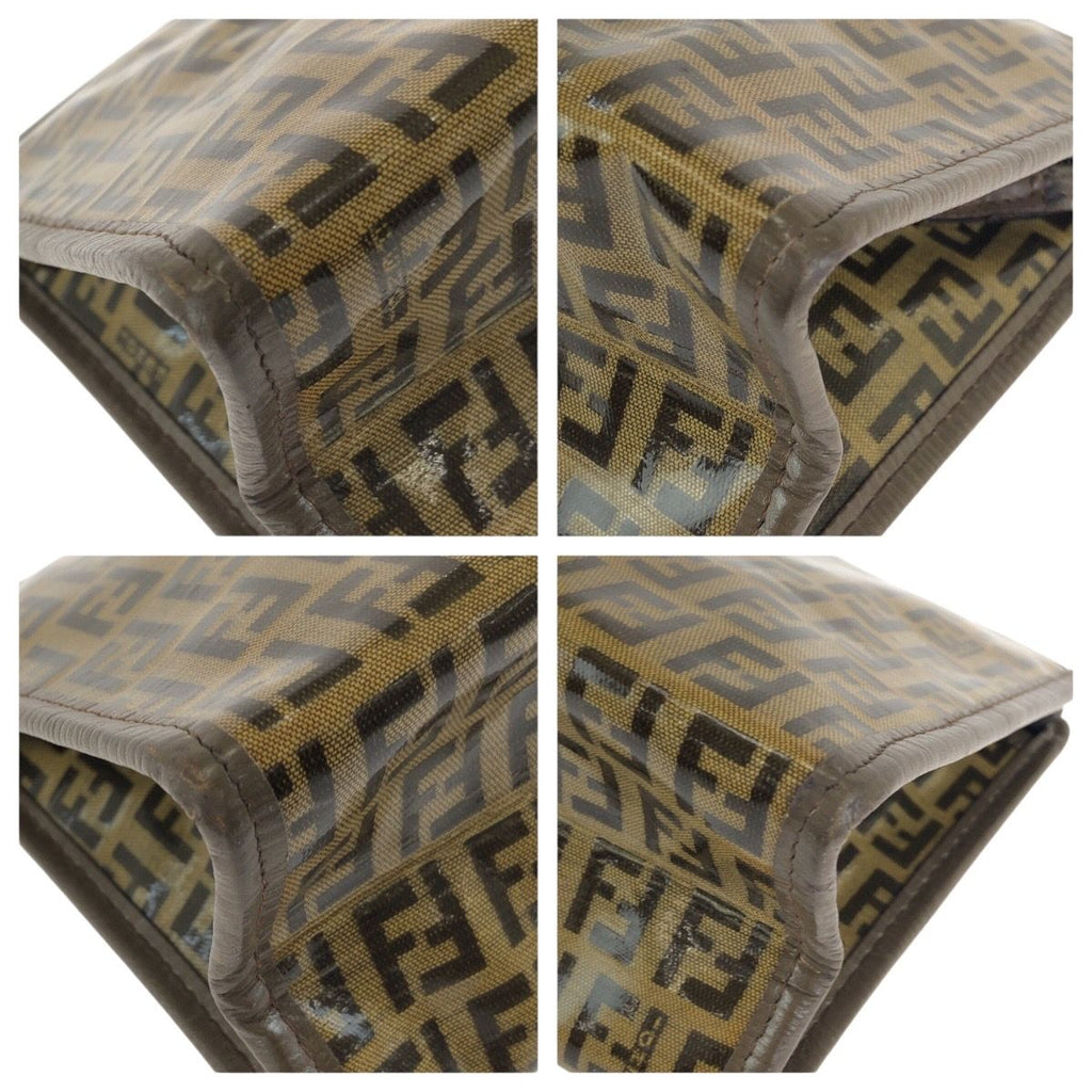 Fendi Zucchino Brown Leather Clutch — view 3