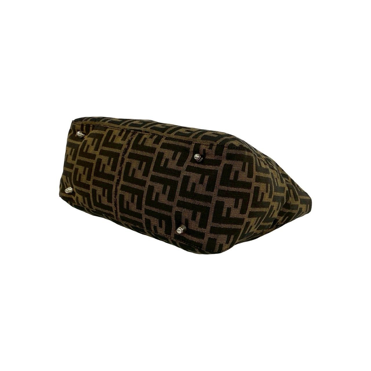 Fendi Vintage Zucca FF Logo Canvas Leather Handbag Mini Tote Brown — view 8