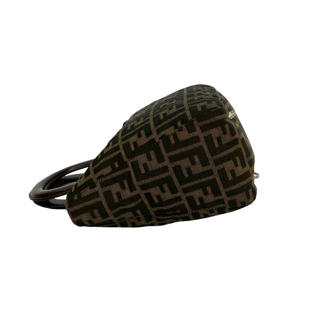 Fendi Vintage Zucca FF Logo Canvas Leather Handbag Mini Tote Brown — view 5