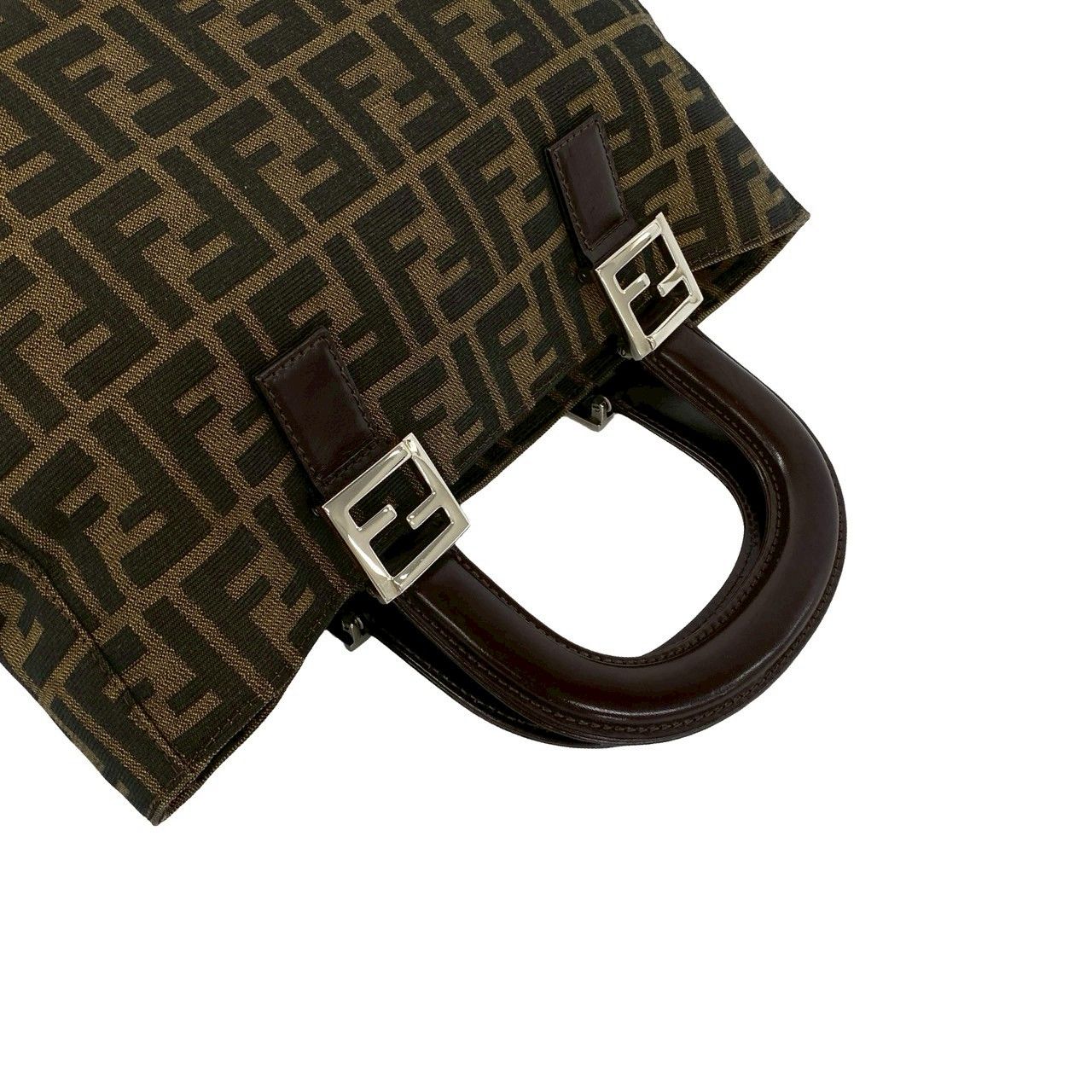 Fendi Vintage Zucca FF Logo Canvas Leather Handbag Mini Tote Brown — view 4