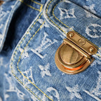 Louis Vuitton Baggy GM Shoulder Bag Monogram Denim Blue Gold — view 7
