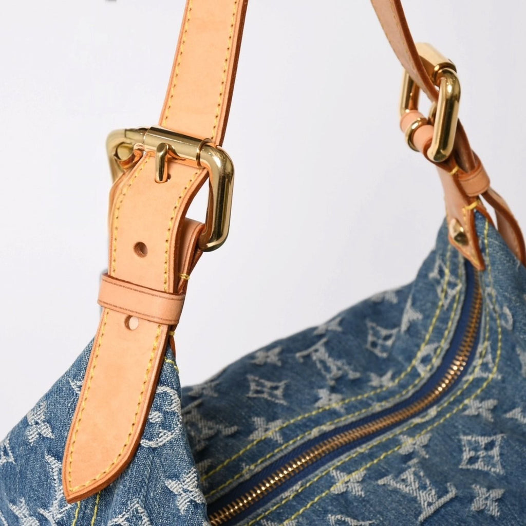 Louis Vuitton Baggy GM Shoulder Bag Monogram Denim Blue Gold — view 3
