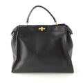 Fendi Peekaboo Leather Large Handbag 2-Way Shoulder Black