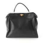 Fendi Peekaboo Leather Large Handbag 2-Way Shoulder Black