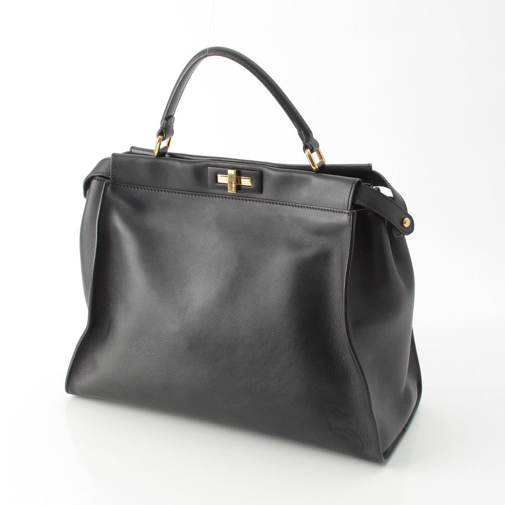 Fendi Peekaboo Leather Large Handbag 2-Way Shoulder Black — view 2