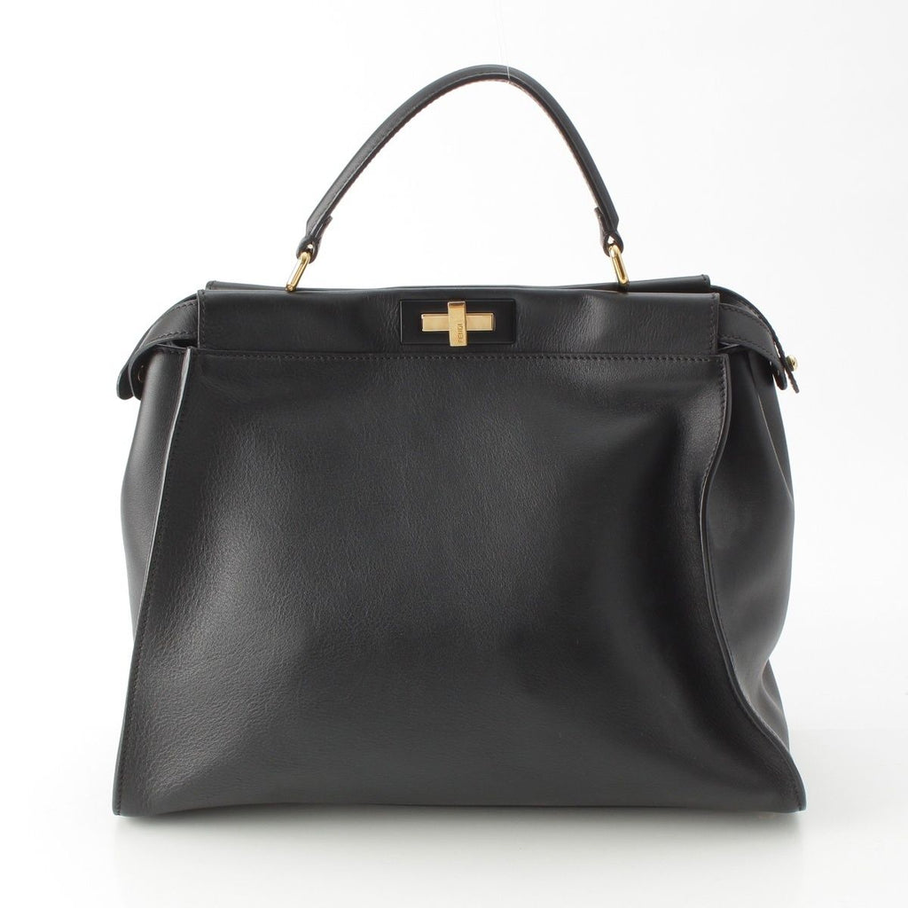 Fendi Peekaboo Leather Large Handbag 2-Way Shoulder Black — view 4