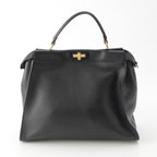Fendi Peekaboo Leather Large Handbag 2-Way Shoulder Black — view 4