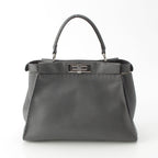 Fendi Peekaboo Selleria Leather Regular Handbag 2-Way Shoulder Gray — view 4