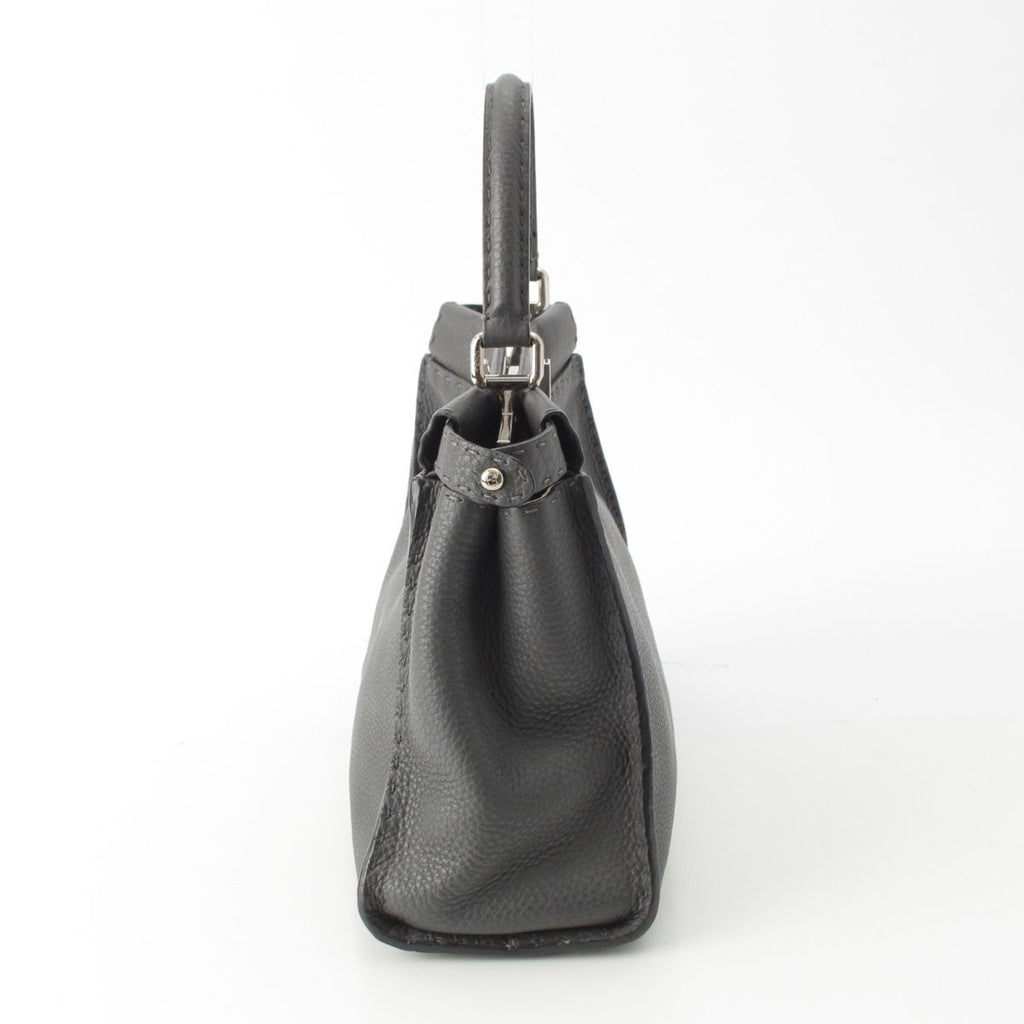 Fendi Peekaboo Selleria Leather Regular Handbag 2-Way Shoulder Gray — view 3