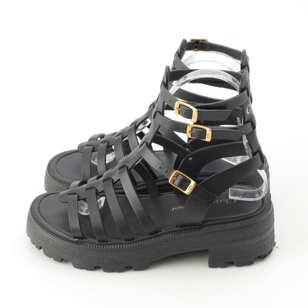 Dior Bay Platform Gurkha Sandals Shoes Black — view 3