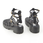 Dior Bay Platform Gurkha Sandals Shoes Black — view 4