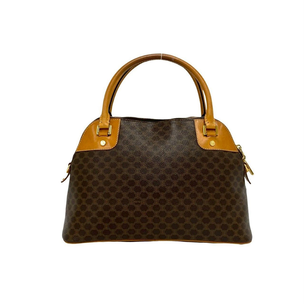 Celine Vintage Macadam Blason Triomphe Leather Mini Boston Bag Brown — view 3