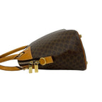 Celine Vintage Macadam Blason Triomphe Leather Mini Boston Bag Brown — view 5