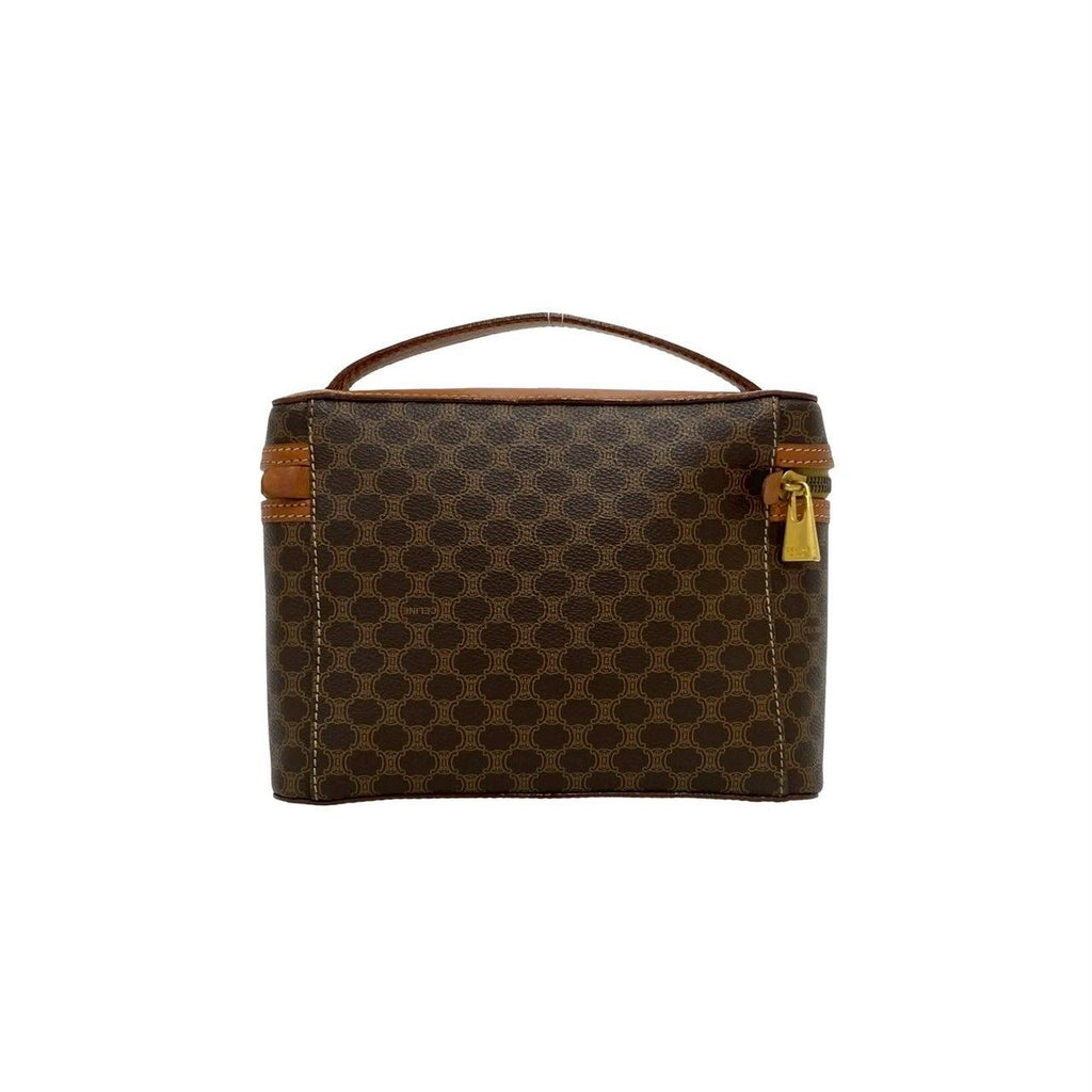 Celine Vintage Macadam Blason Triomphe Pattern Logo Leather Handbag Vanity — view 3
