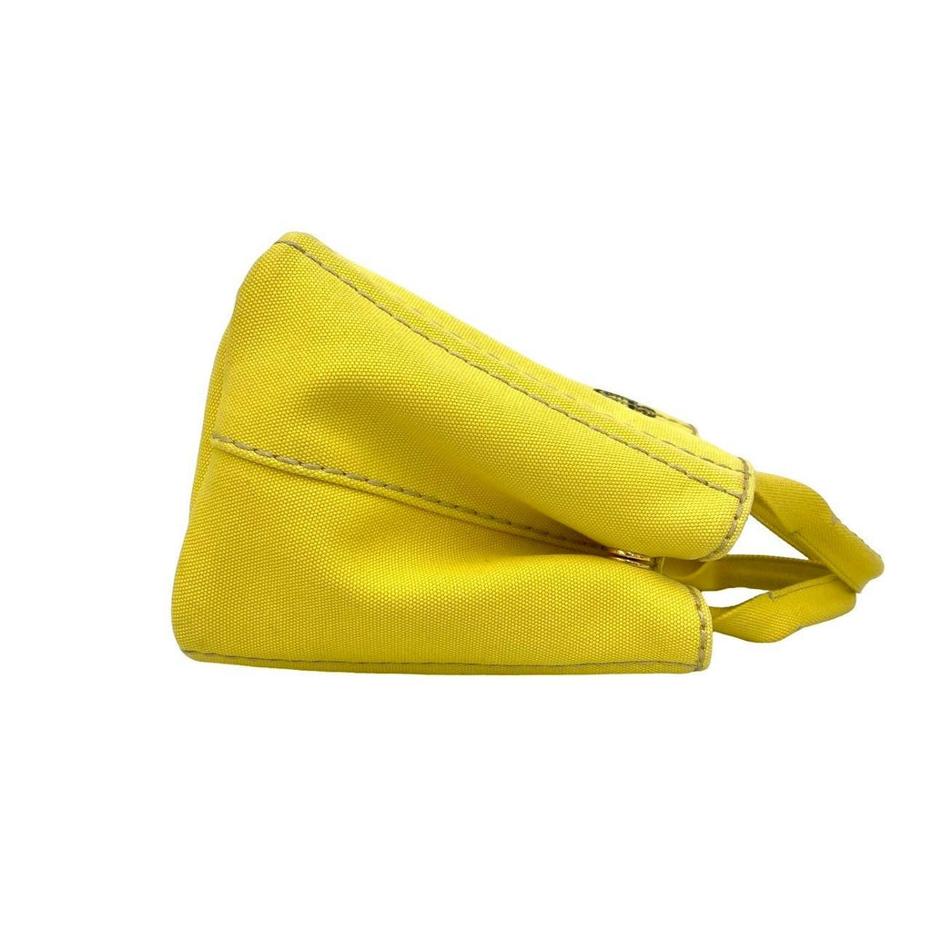Prada Canapa 2-Way Logo Canvas Shoulder Bag Mini Tote Yellow — view 6