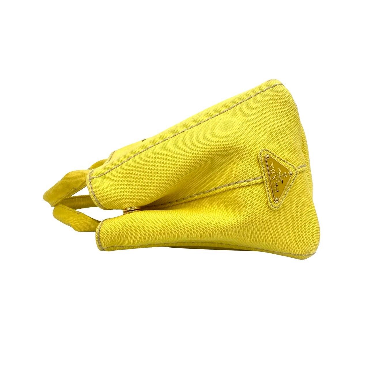 Prada Canapa 2-Way Logo Canvas Shoulder Bag Mini Tote Yellow — view 5