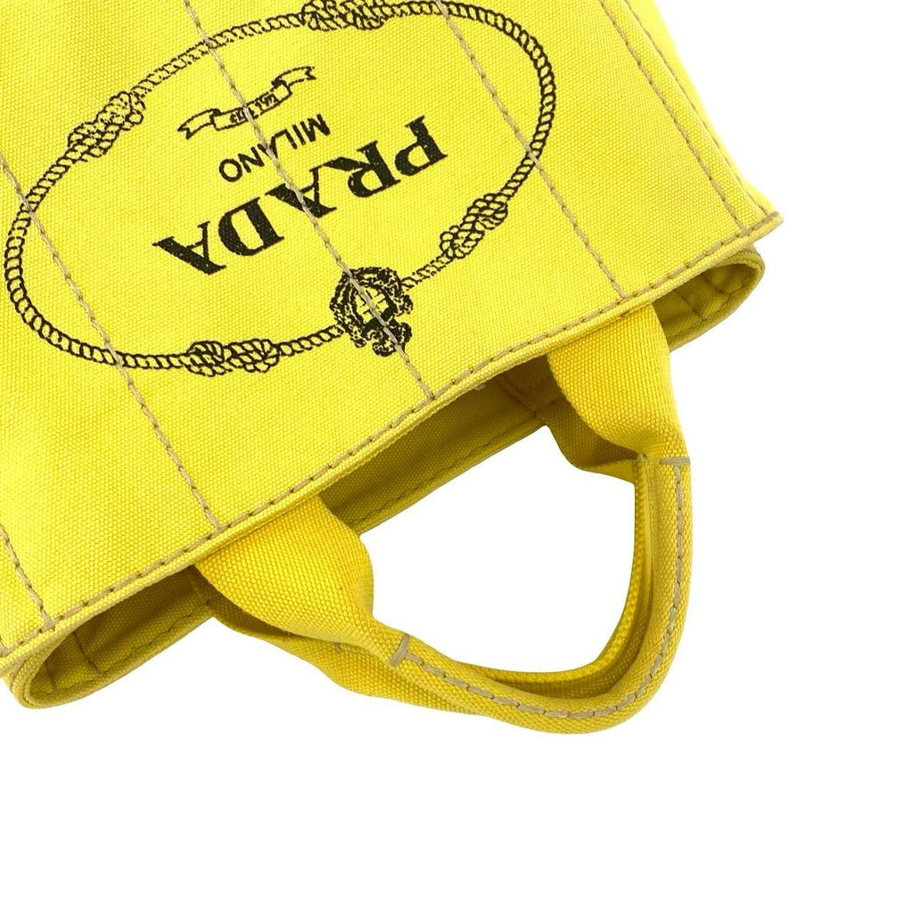Prada Canapa 2-Way Logo Canvas Shoulder Bag Mini Tote Yellow — view 4