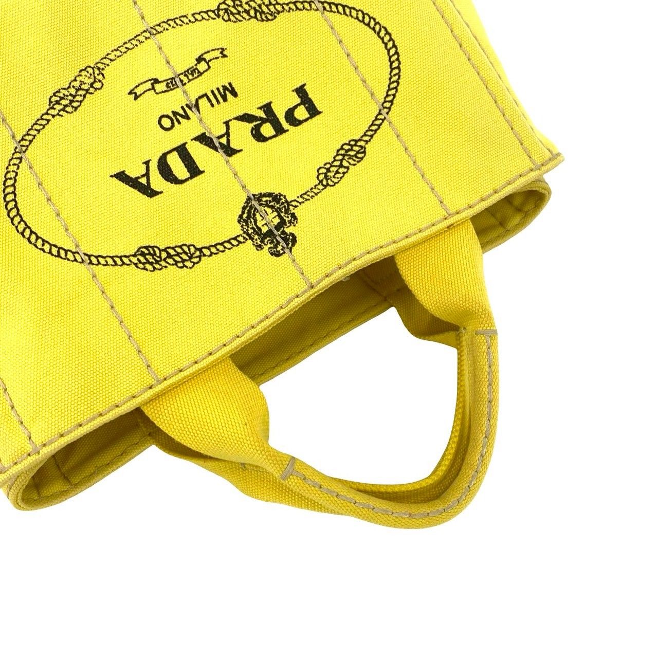 Prada Canapa 2-Way Logo Canvas Shoulder Bag Mini Tote Yellow — view 4