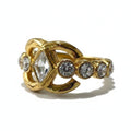 Chanel CC Logo Rhinestone Gold Ring Coco Band