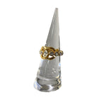 Chanel CC Logo Rhinestone Gold Ring Coco Band — view 2