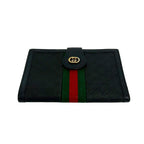 Gucci Vintage Sherry Line Micro GG Logo Leather Clasp Bifold Wallet Black — view 6