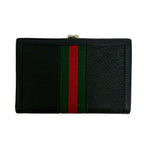 Gucci Vintage Sherry Line Micro GG Logo Leather Clasp Bifold Wallet Black — view 2