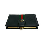 Gucci Vintage Sherry Line Micro GG Logo Leather Clasp Bifold Wallet Black — view 3