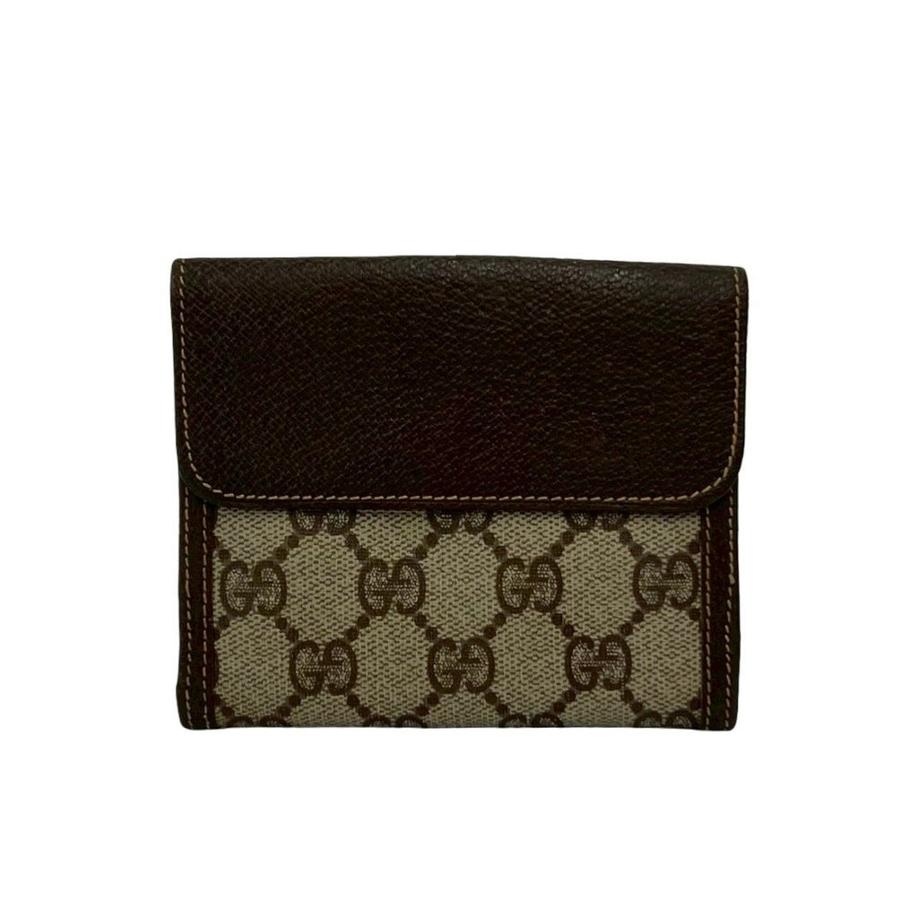Gucci Vintage GG Logo Canvas Leather Bifold Wallet Brown — view 2