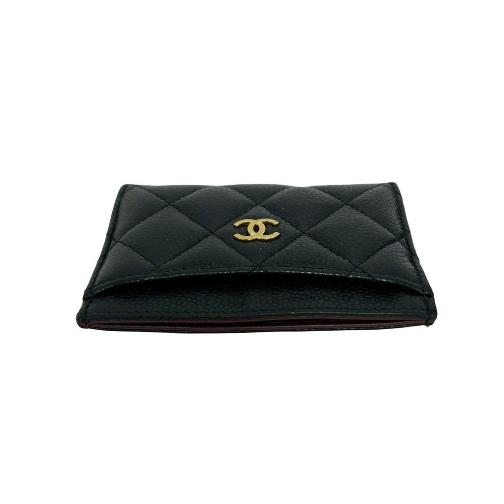 Chanel Box and Seal Quilted CC Logo Caviar Leather Card Case Black — view 3