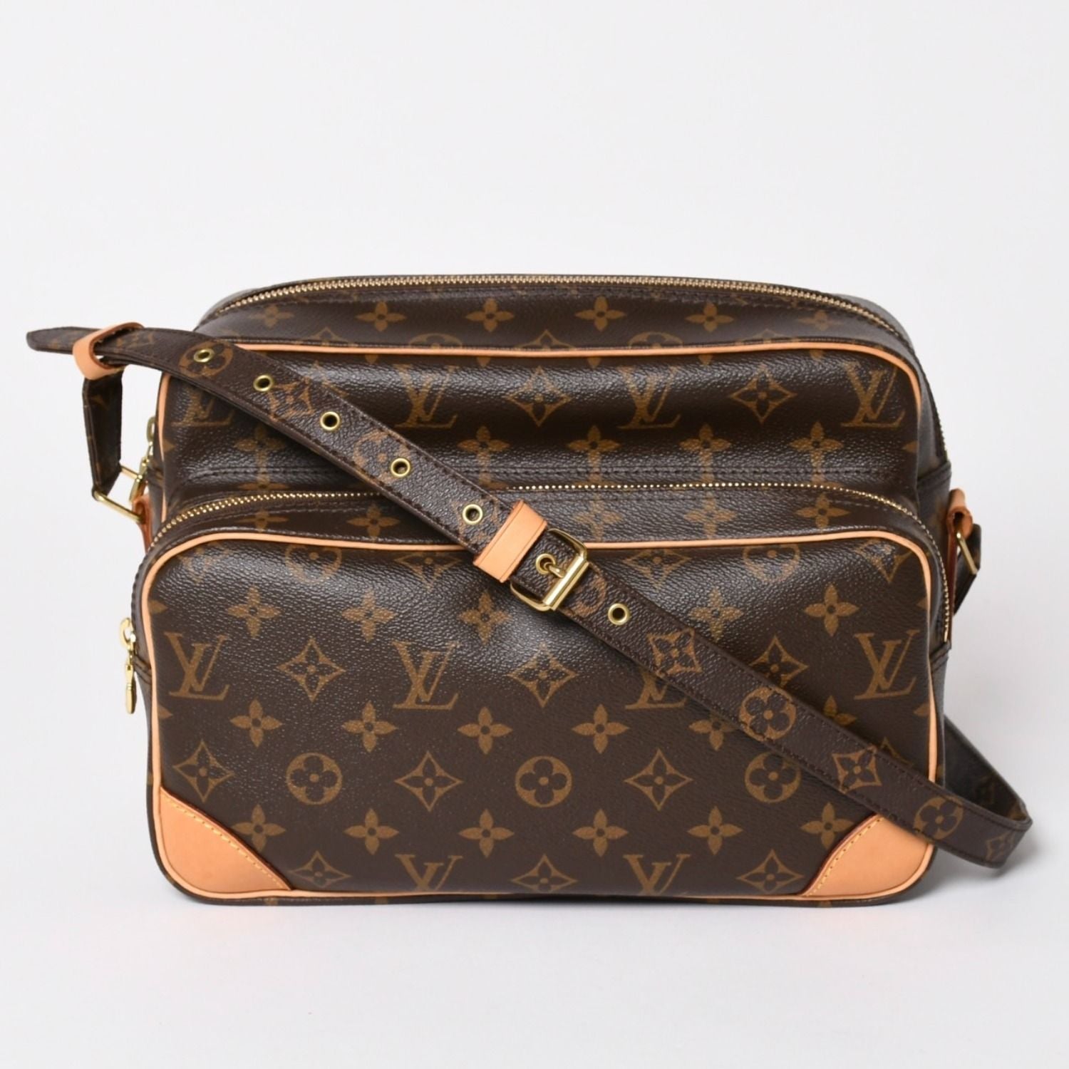 Louis Vuitton Nile Shoulder Bag Monogram Brown Leather Gold