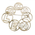 Chanel Brooch Logo Metal Silver