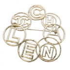 Chanel Brooch Logo Metal Silver