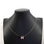 Hermes Necklace Cage Ash Metal Silver Pink — view 6