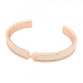 Hermes Bangle Olympe Gold Plated Leather White Rose Bracelet