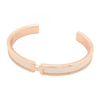 Hermes Bangle Olympe Gold Plated Leather White Rose Bracelet